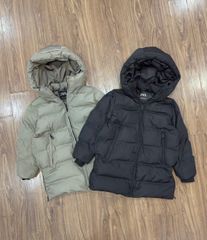 Áo khoác phao ZR dáng dài 2 màu đen/rêu cho bé size 6-14y