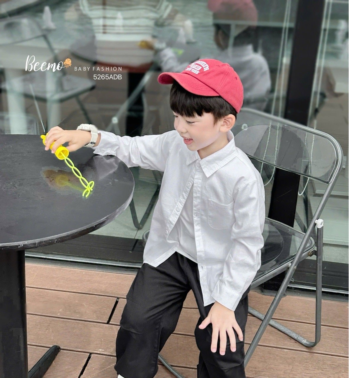 Áo sơ mi Beemo cổ đức màu trắng cho bé trai size 1-6y