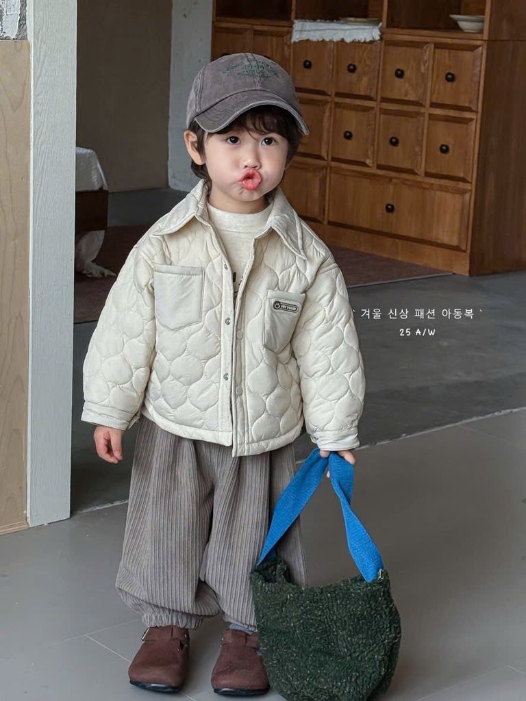 XAJT 88231 - Set 3ct QC áo phao + sơ mi kem + quần bé trai size 80-120