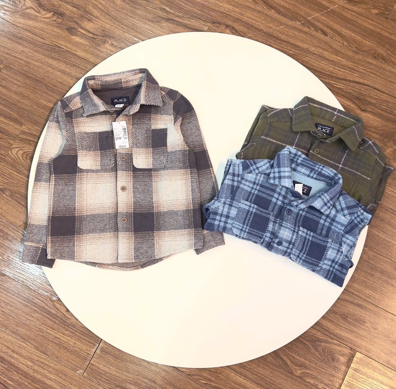 Áo sơ mi nỉ mềm nhẹ ấm Place dư xịn nhiều màu cho bé size 9m-16y