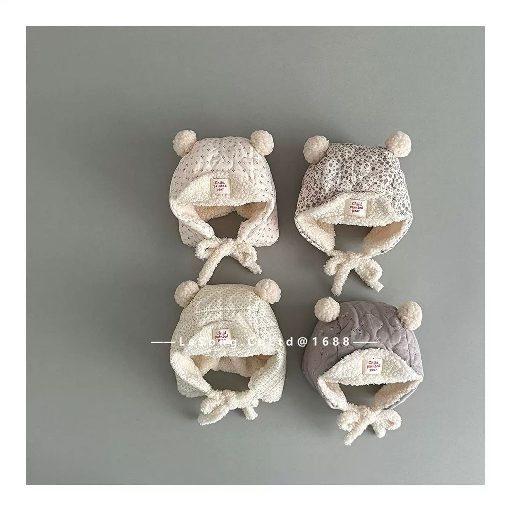 Mũ có tai lót nỉ giữ ấm cho trẻ em chất liệu vải nhung gân kích thước 48-50cm, NSX Yiwu Lesong