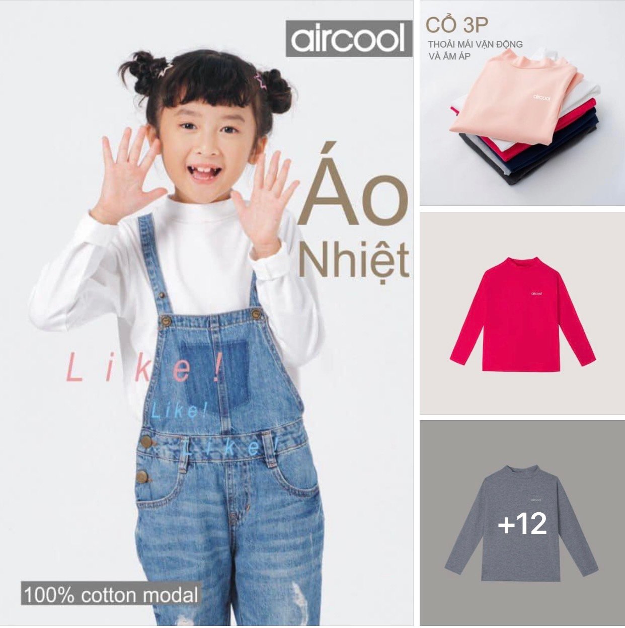 Áo giữ nhiệt cổ 3p Aircool BTBG size 2 - 14y