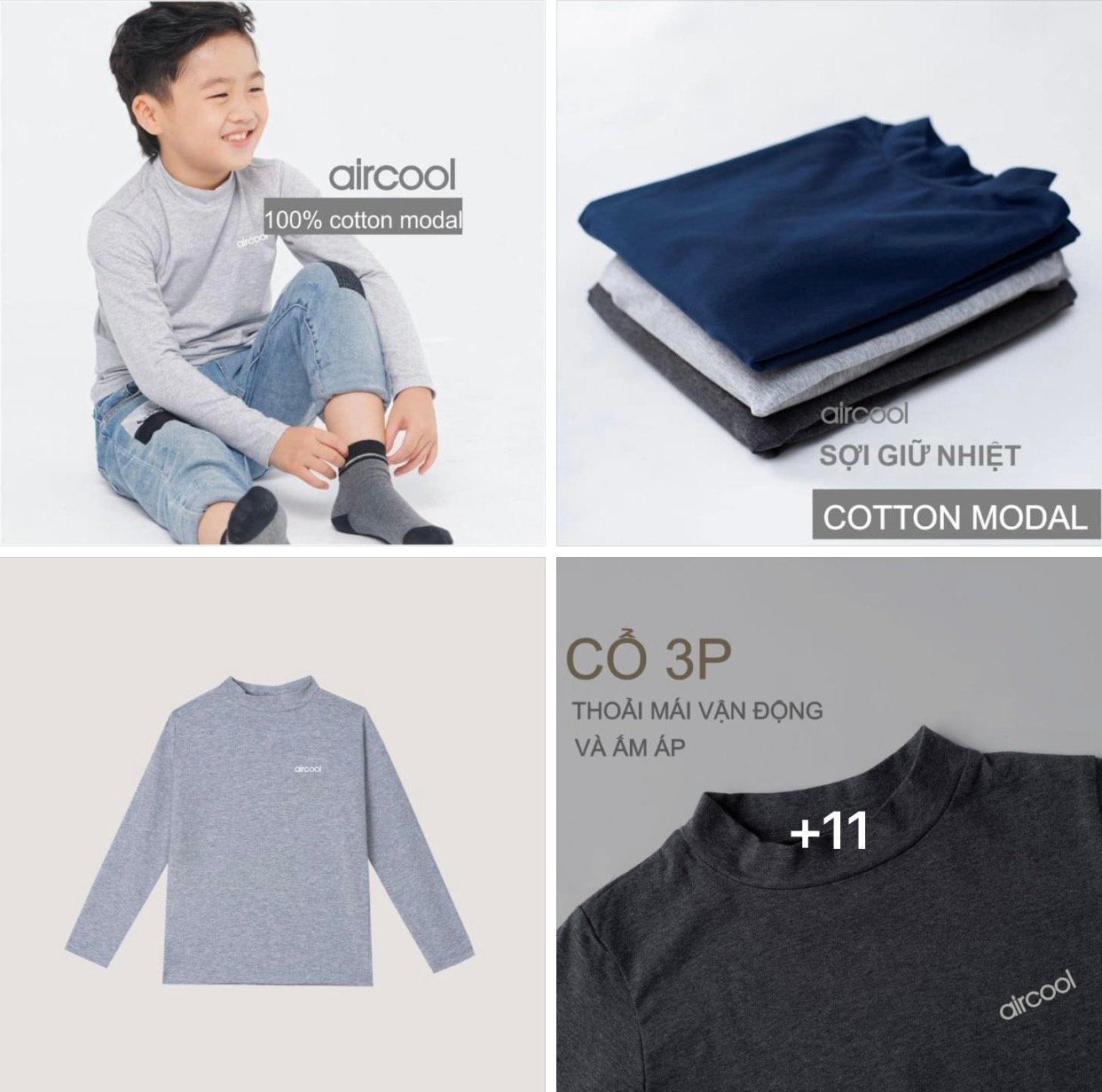 Áo giữ nhiệt cổ 3p Aircool BTBG size 2 - 14y