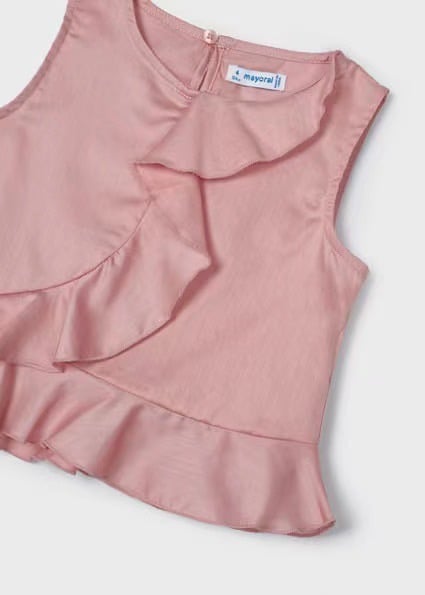 Bộ thô Mayoral áo sát nách vạt bèo chéo - quần culotte 2 màu hoa size 2 - 9y