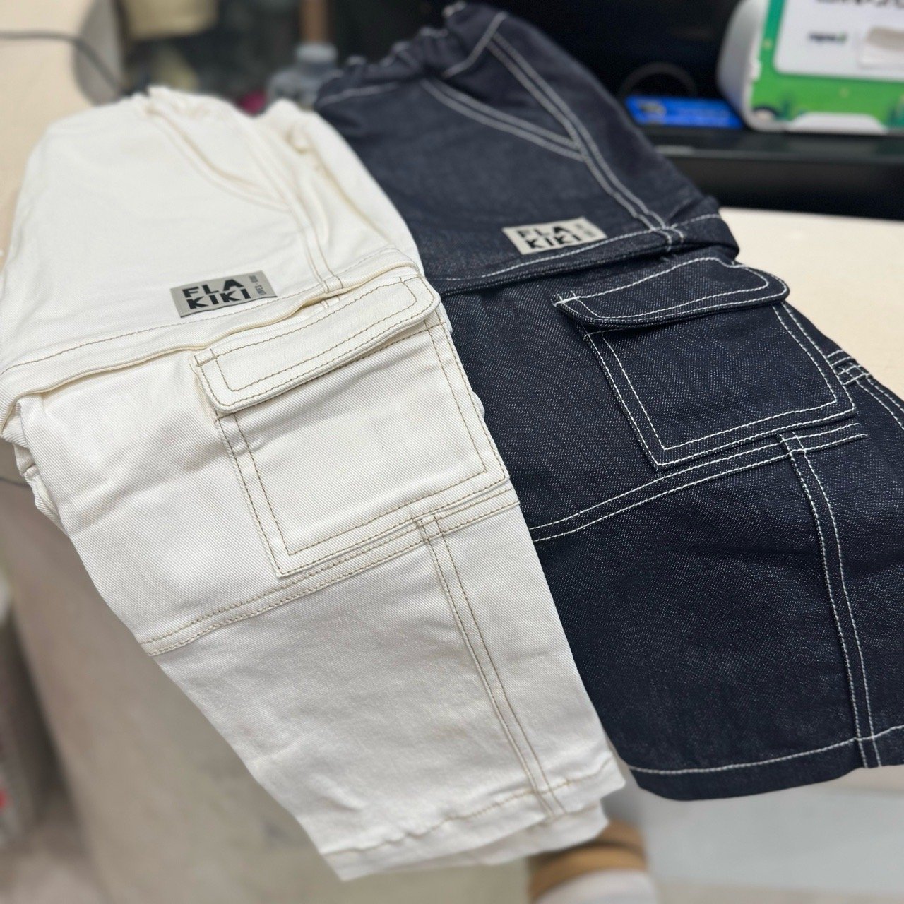 Quần jean mềm túi hộp ống suông xuất Hàn nhiều màu cho bé size 4-14y