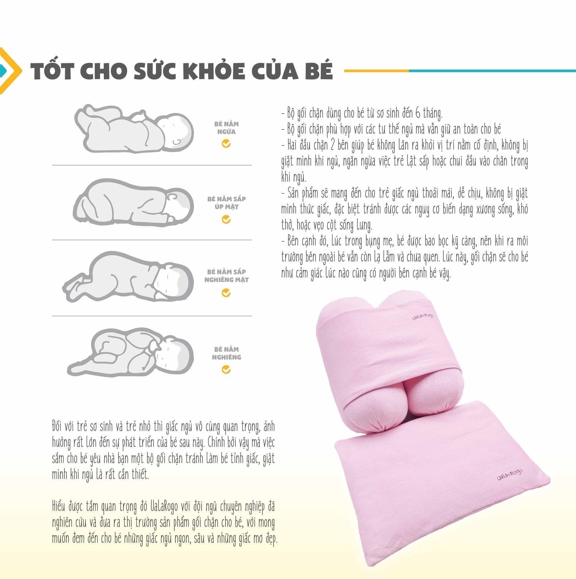 Bộ gối chặn Uala Rogo cho bé 4 màu