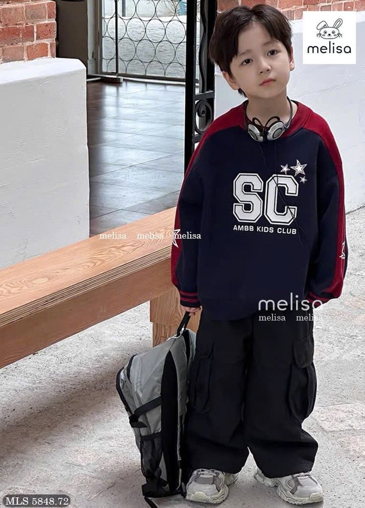 MLS 5848 - Bộ Melisa áo nỉ da cá + quần túi hộp cho bé size 2-12y