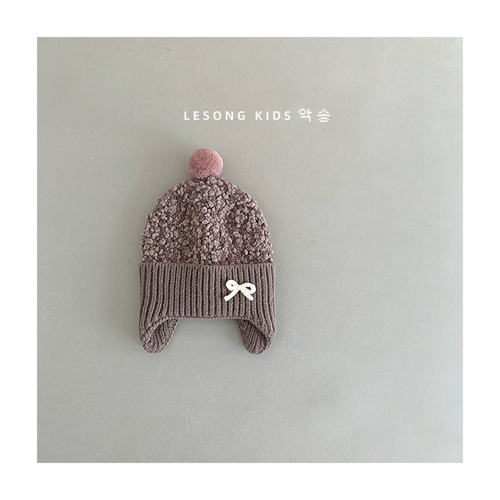 Mũ len trùm tai đính nơ nhiều màu cho bé size 1-4y
