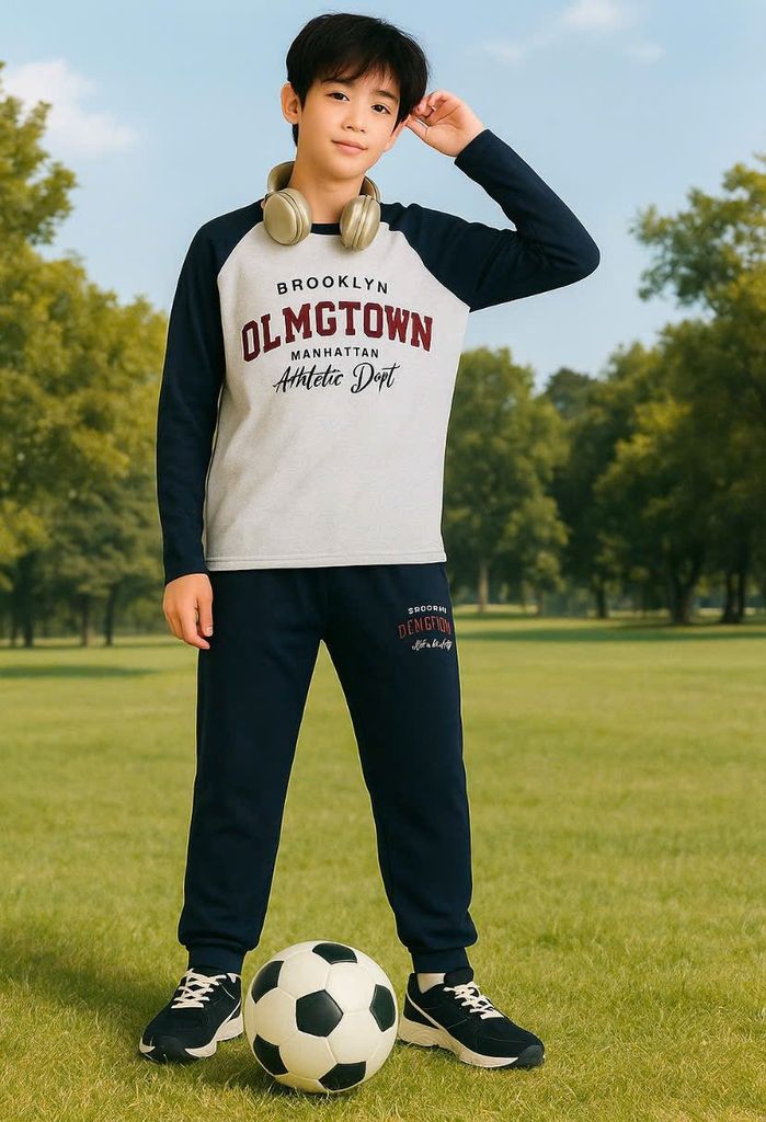 Bộ cotton MBCKids OLMGTOWN tay giác lăng dòng đại nhiều màu cho bé trai size 6-14y