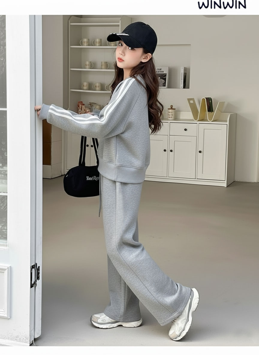 Bộ nỉ da cá Win Win áo nơ + quần ống suông nhiều màu size 3-14y