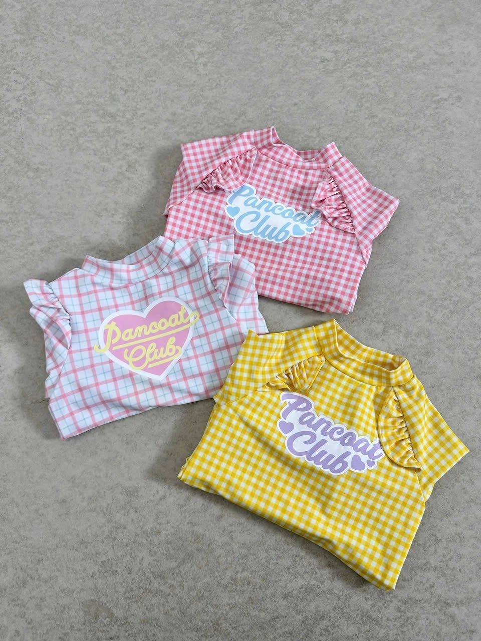 Bộ bơi dài tay Pancoat Club áo kẻ caro 3 màu - quần tím size 3 - 13y