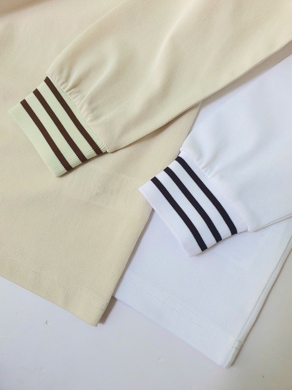 BM2508ST01 - Bộ Polo cổ kẻ Beemon dài tay 2 màu be nâu / trắng đen cho bé size 120 - 160