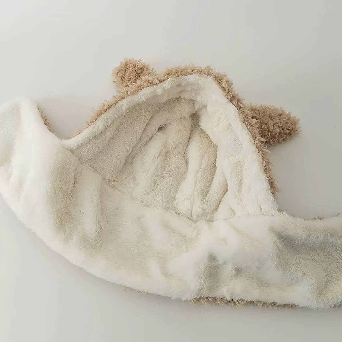 PK10 - Mũ choàng lông xù liền khăn hình cún cho bé Free size 2 - 6y