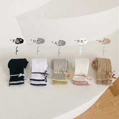 Quần chun không bàn Create Happiness viền gấu đính nơ 5 màu size 1-7y