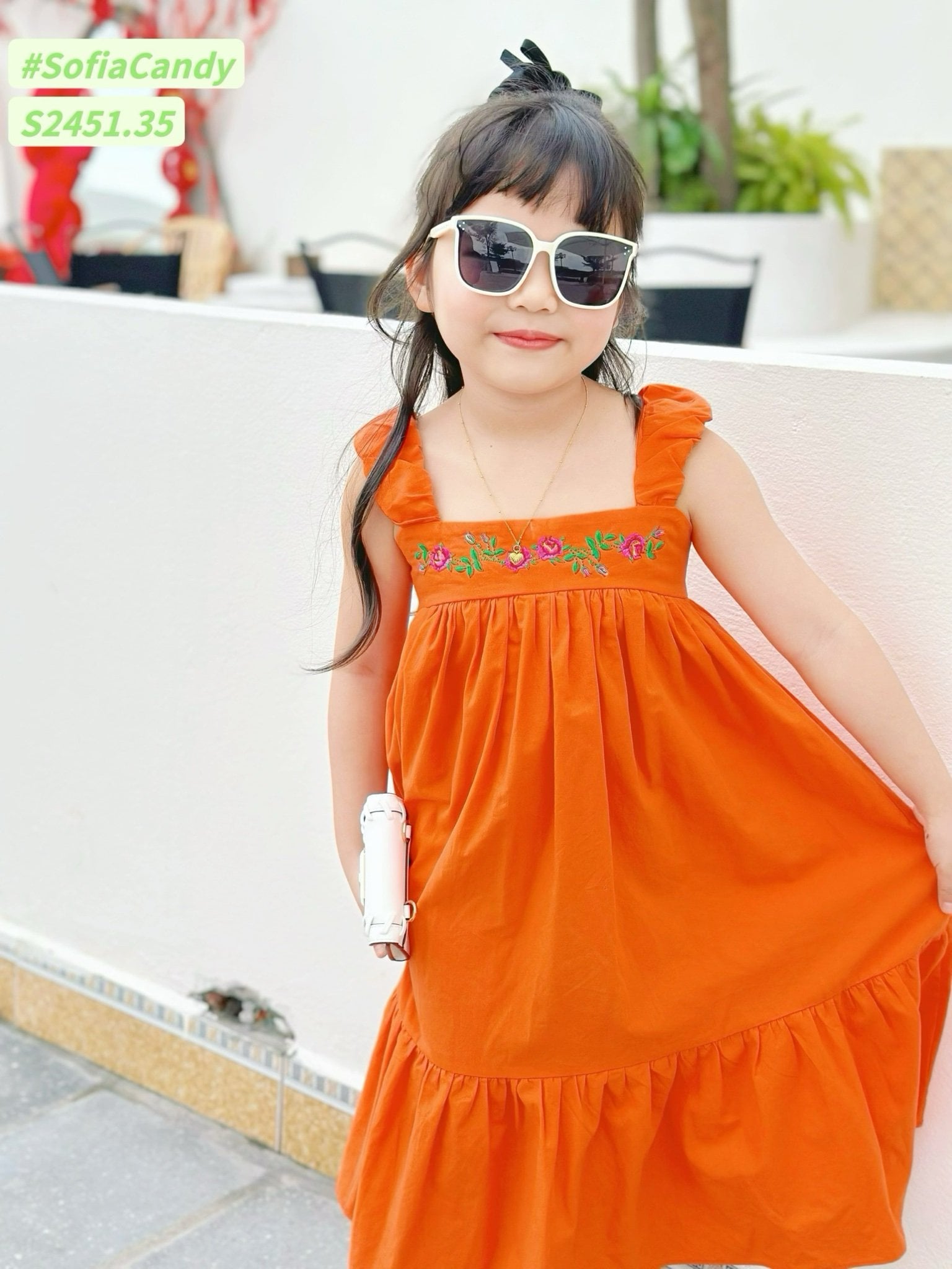 Váy thô Sofia Candy hai dây thêu hoa ngực nhiều màu size 1-10y