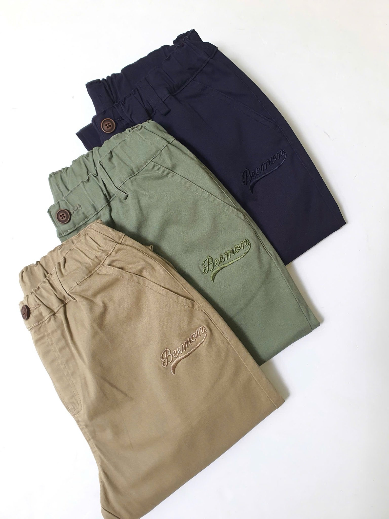 QBT07 - Quần dài kaki Beemon 3 màu nâu / navy / rêu cho bé size 120 - 160