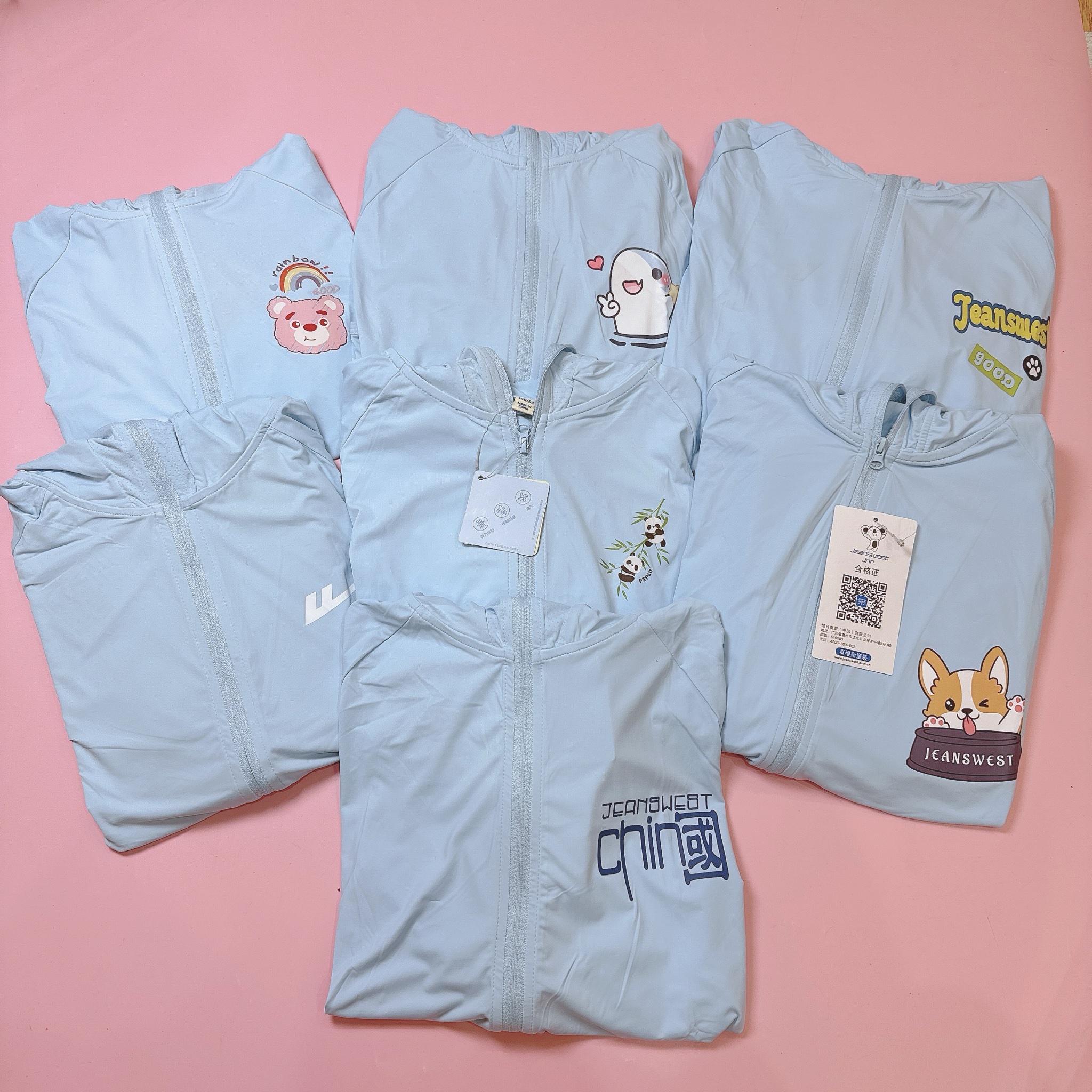 Áo khoác chống nắng +50UPF vải làm mát hoạ tiết nhiều màu cho bé size 110-160 (họa tiết ngẫu nhiên)