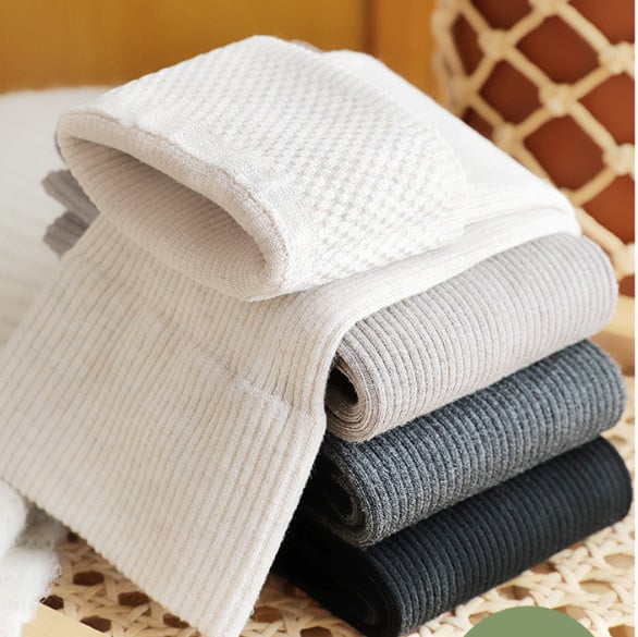 Tất không gót cao tới gối len tăm 4 màu trơn