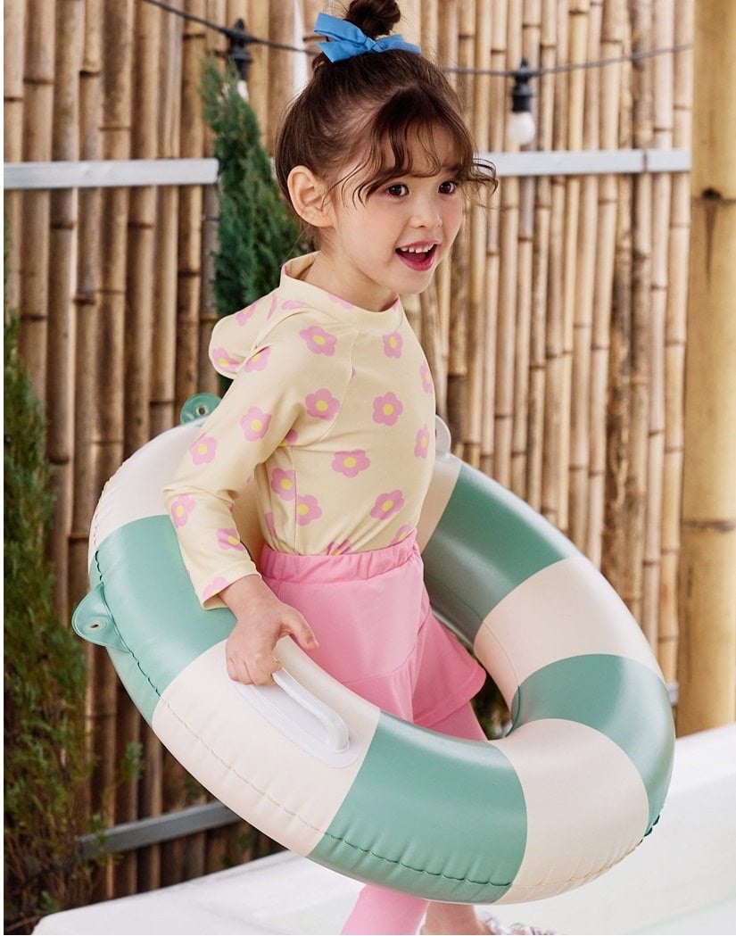 DB00059 - Bộ bơi hoa nhí dài tay + quần dài chống nắng size 100-140