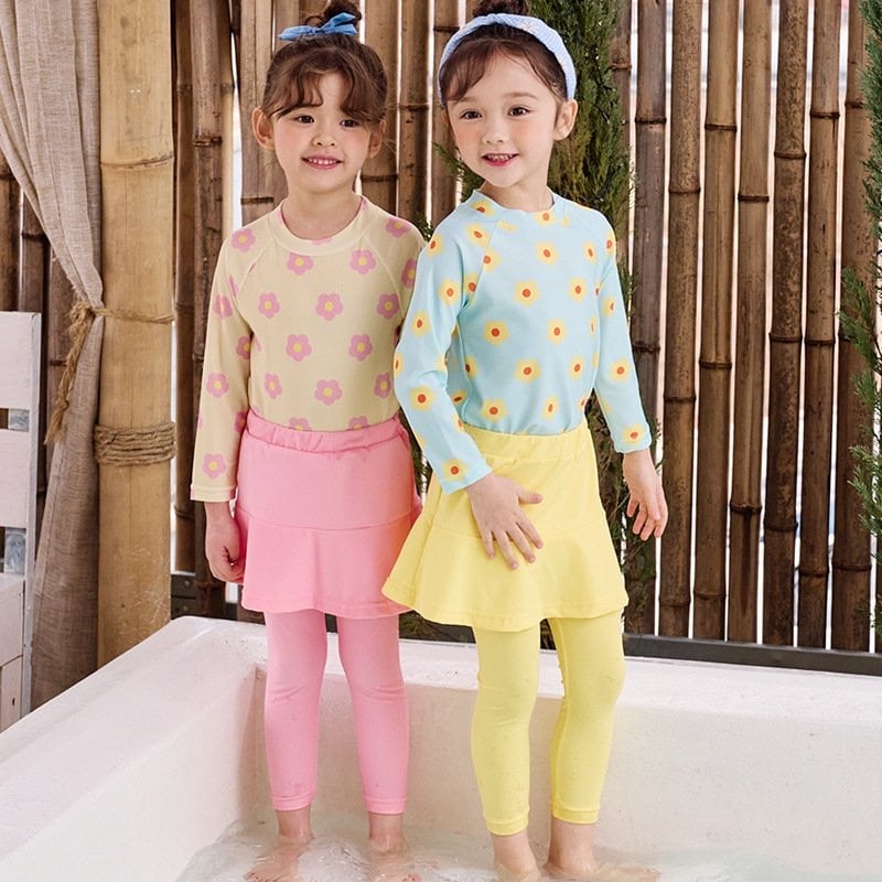 DB00059 - Bộ bơi hoa nhí dài tay + quần dài chống nắng size 100-140