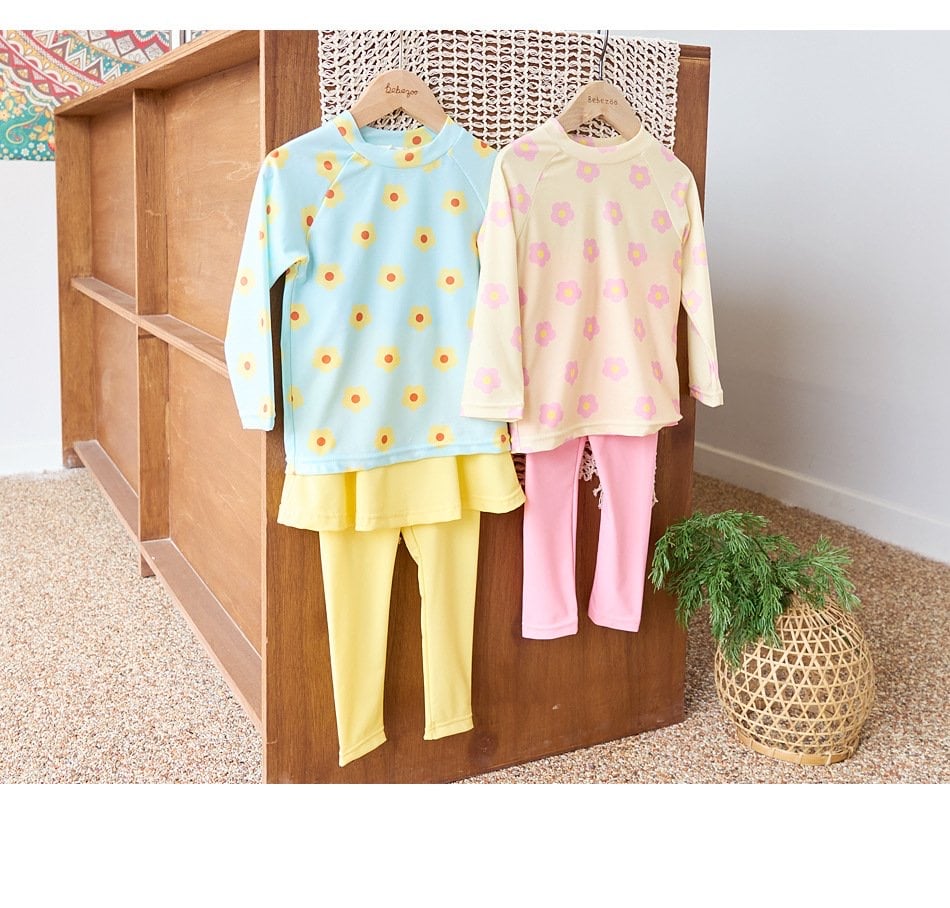 DB00059 - Bộ bơi hoa nhí dài tay + quần dài chống nắng size 100-140