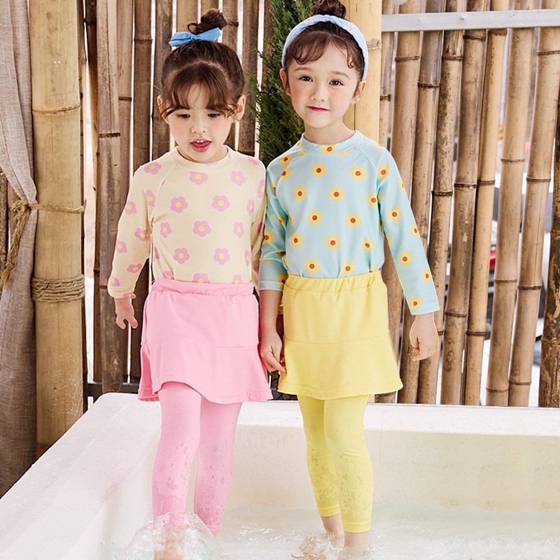 DB00059 - Bộ bơi hoa nhí dài tay + quần dài chống nắng size 100-140