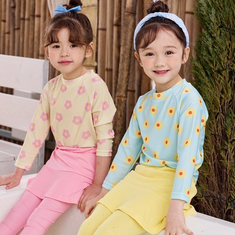 DB00059 - Bộ bơi hoa nhí dài tay + quần dài chống nắng size 100-140