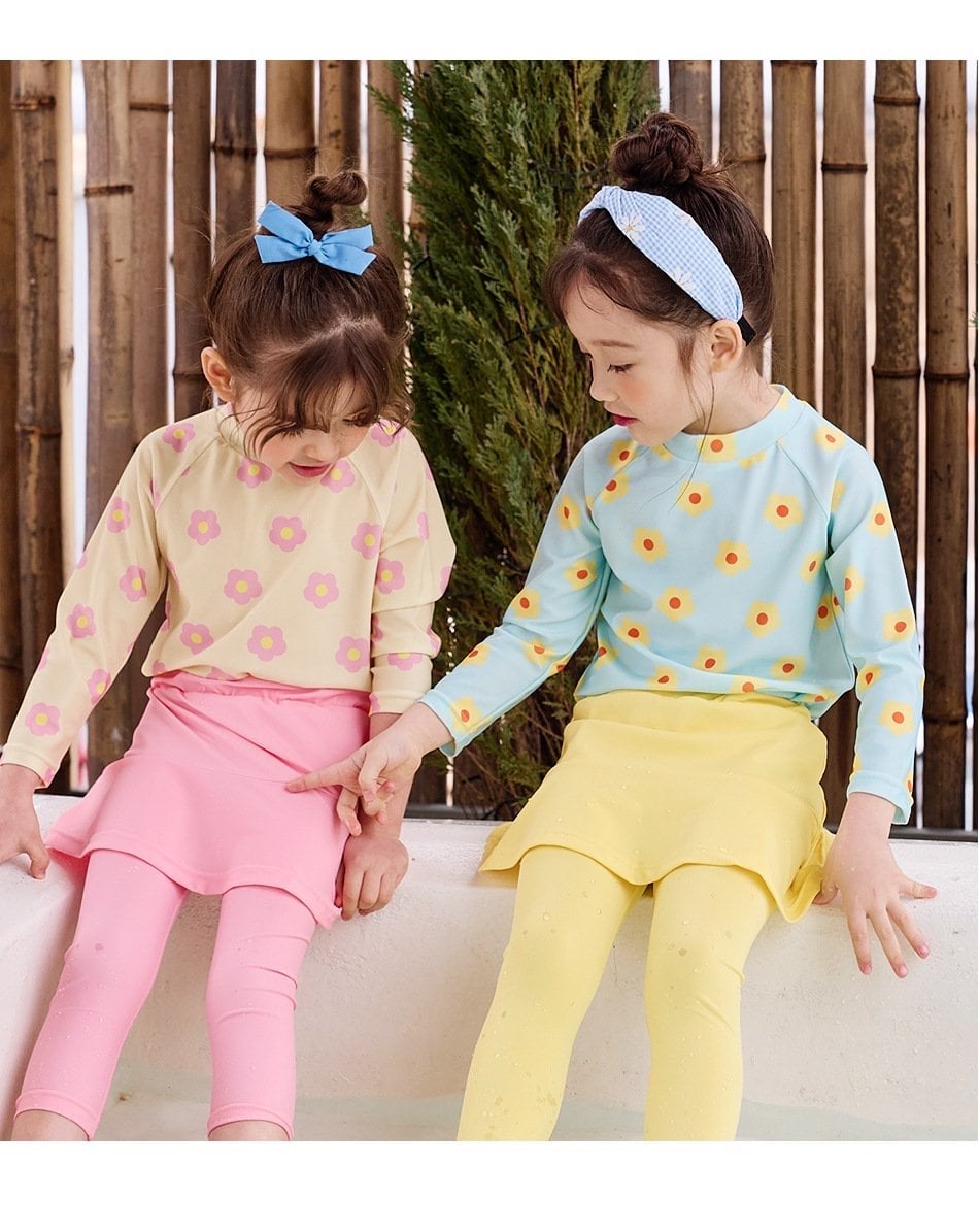 DB00059 - Bộ bơi hoa nhí dài tay + quần dài chống nắng size 100-140