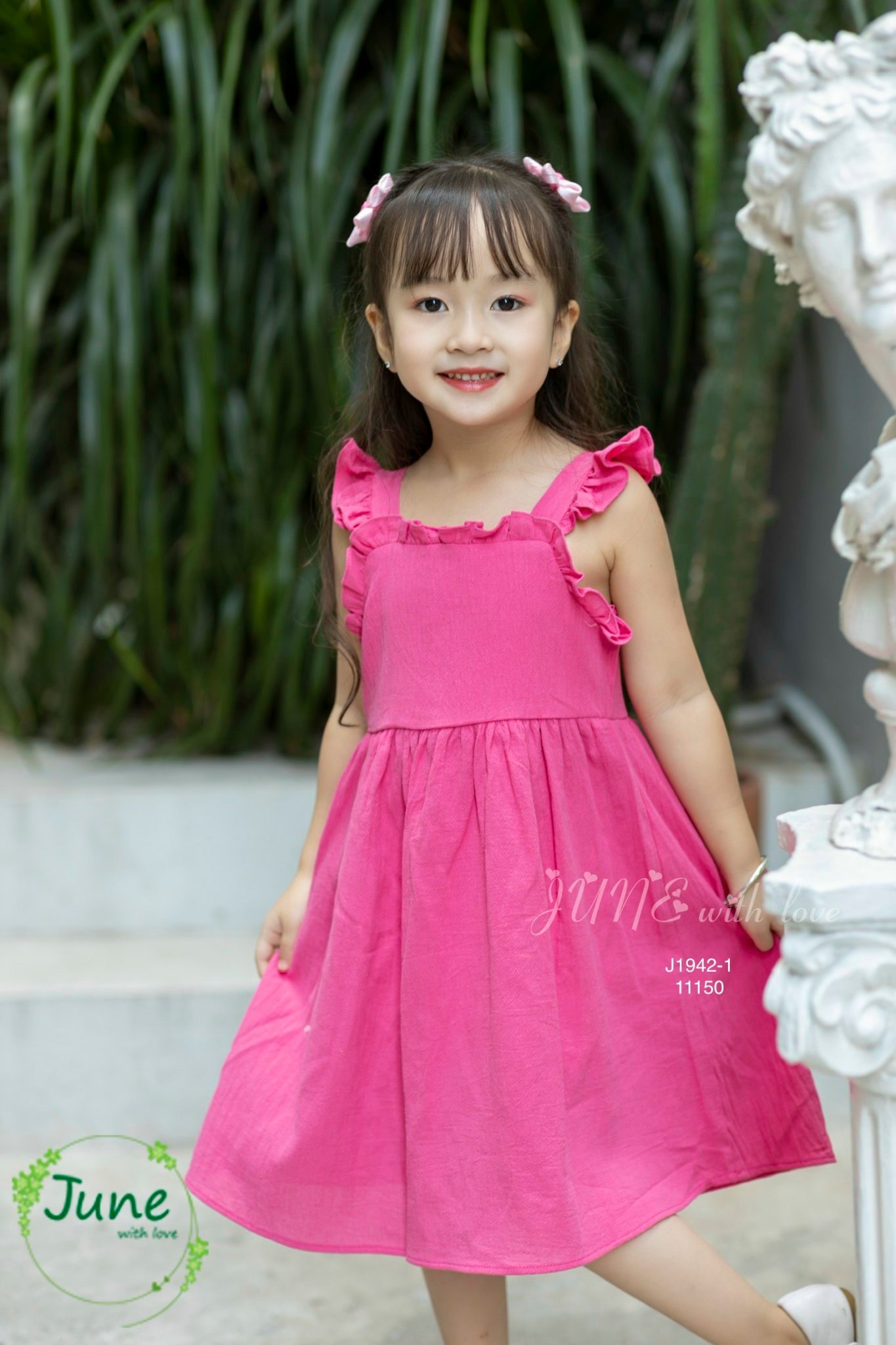 V00030 - Váy thô đũi June hay dây vai cánh tiên trơn nhiều màu BG size 1-10y