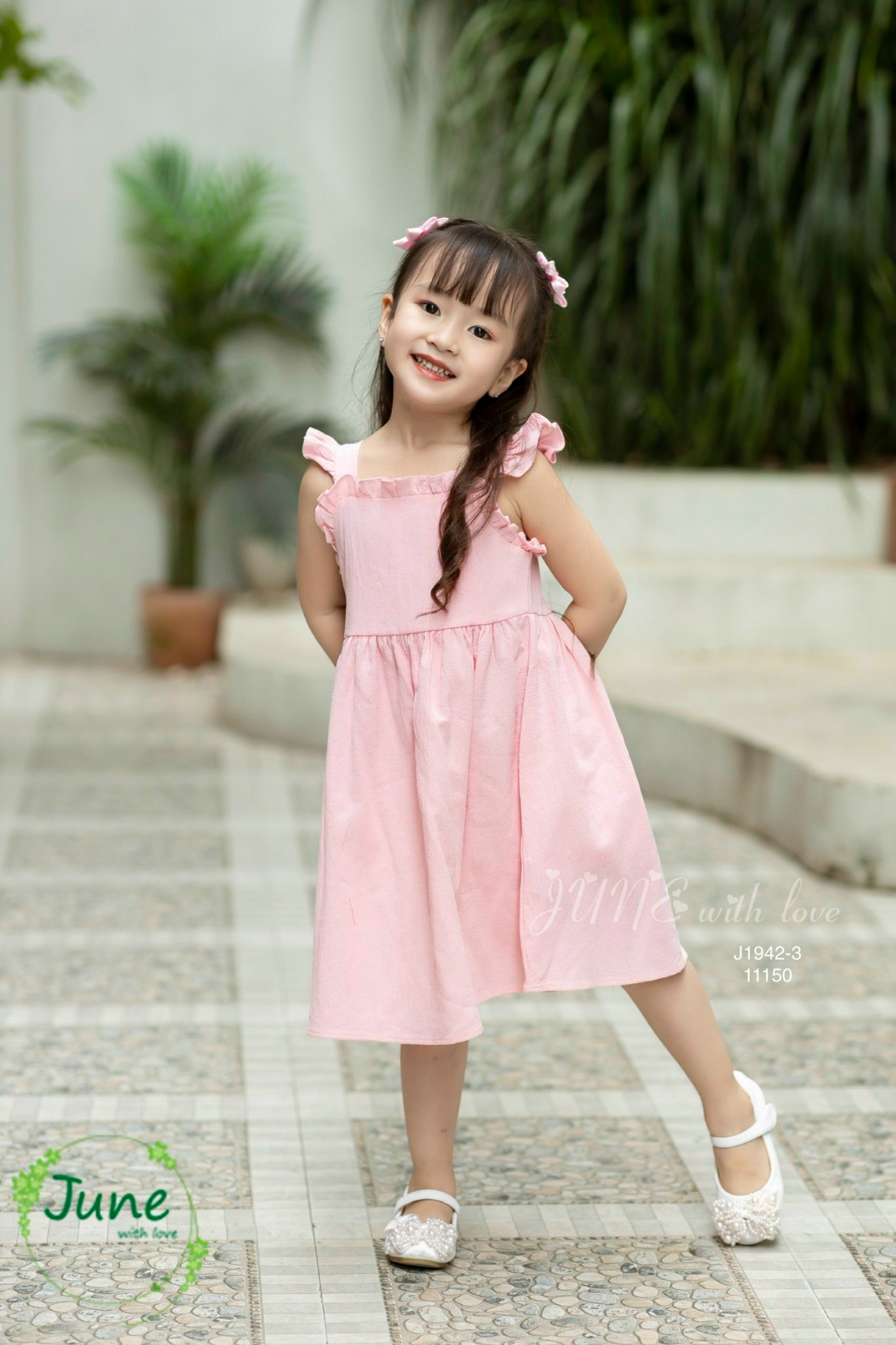 V00030 - Váy thô đũi June hay dây vai cánh tiên trơn nhiều màu BG size 1-10y