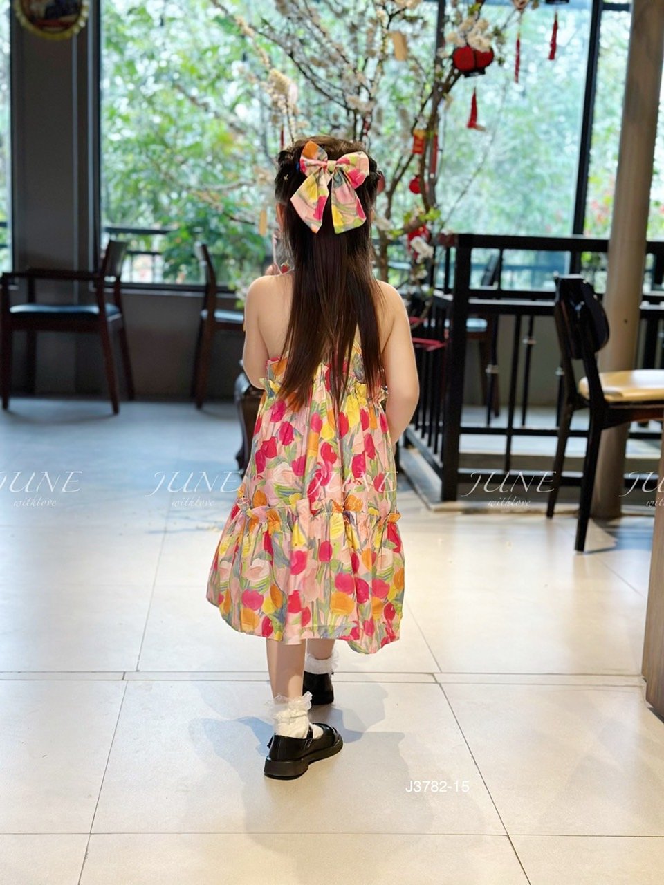 V00052 - Váy June with love vải thô mát 2 dây kèm kẹp tóc nhiều màu BG size 1-10y