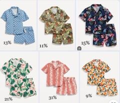 Bộ linen ONV áo sơ mi nhiều hình dòng nhí BT size 3m - 5y