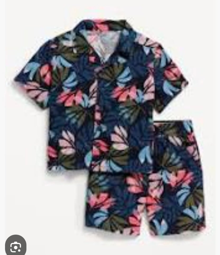 Bộ linen ONV áo sơ mi nhiều hình dòng nhí BT size 3m - 5y