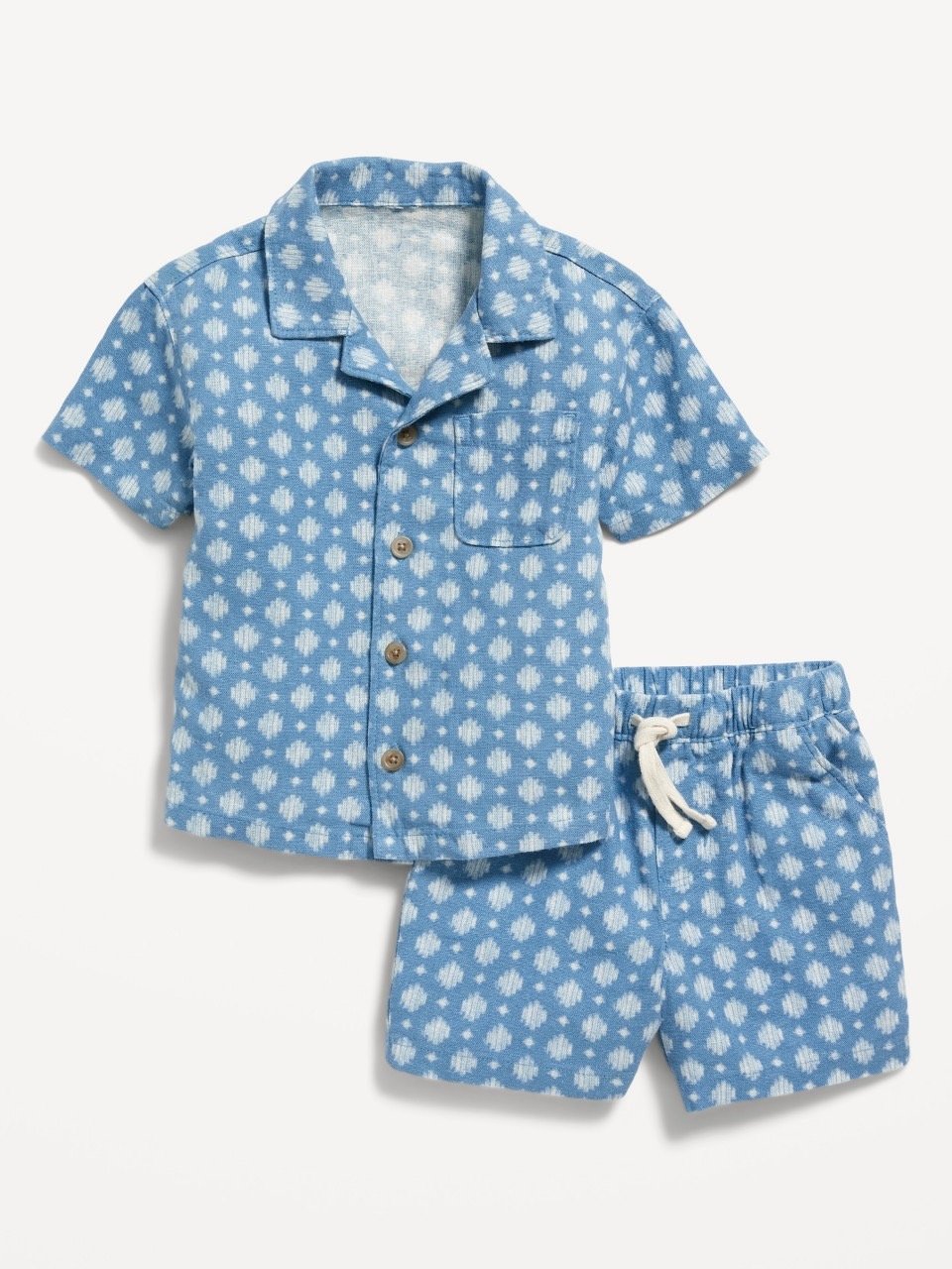 Bộ linen ONV áo sơ mi nhiều hình dòng nhí BT size 3m - 5y