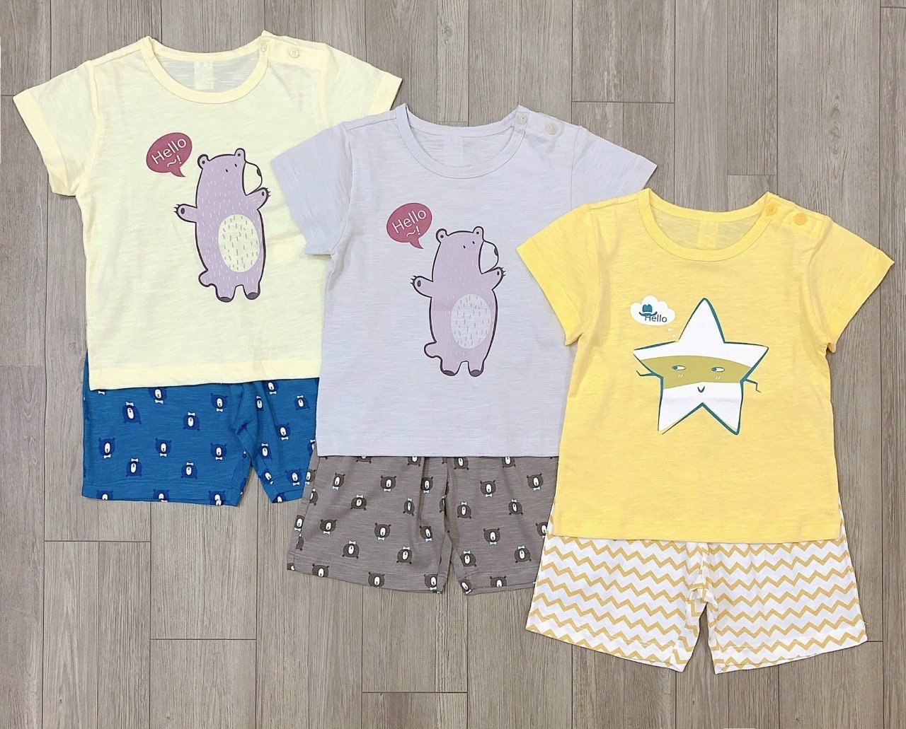 Bộ cotton mỏng xuất Hàn 6 mẫu nhiều hình BTBG size 90-150