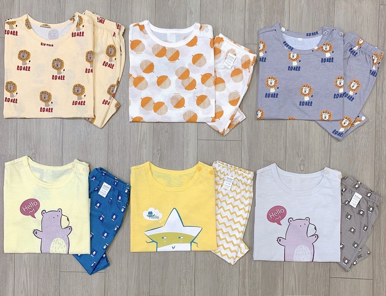 Bộ cotton mỏng xuất Hàn 6 mẫu nhiều hình BTBG size 90-150