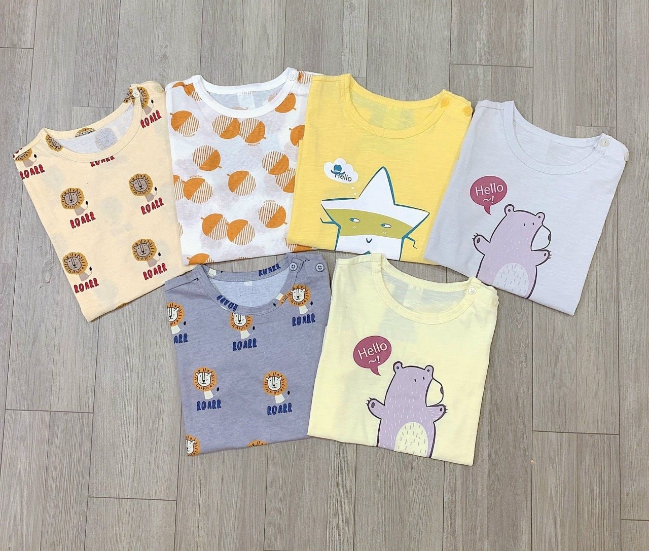 Bộ cotton mỏng xuất Hàn 6 mẫu nhiều hình BTBG size 90-150