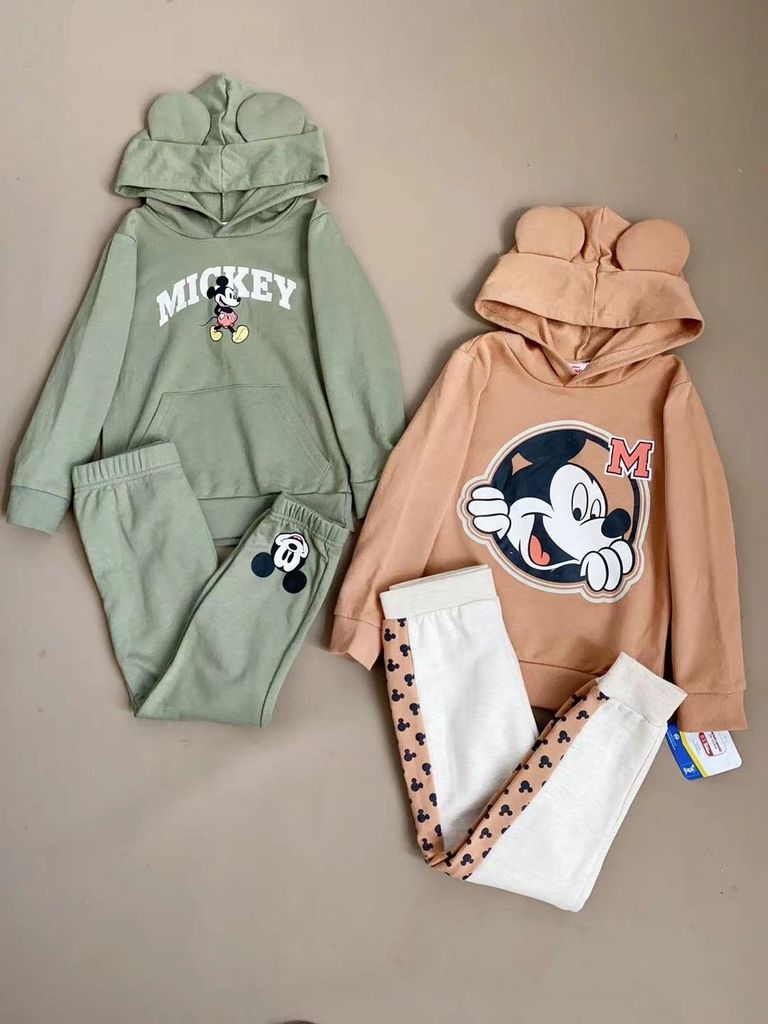Bộ nỉ bông Juniors dư xịn hoạ tiết Mickey 2 màu cho bé size 2-7y