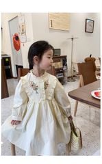 Váy thô Sara Min màu be thêu hoa ngực size 2 - 12y