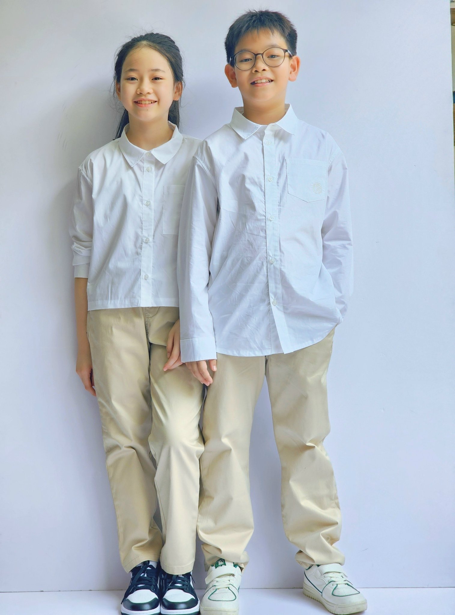 Áo sơ mi màu trắng Bee Mon cho bé size 120-160