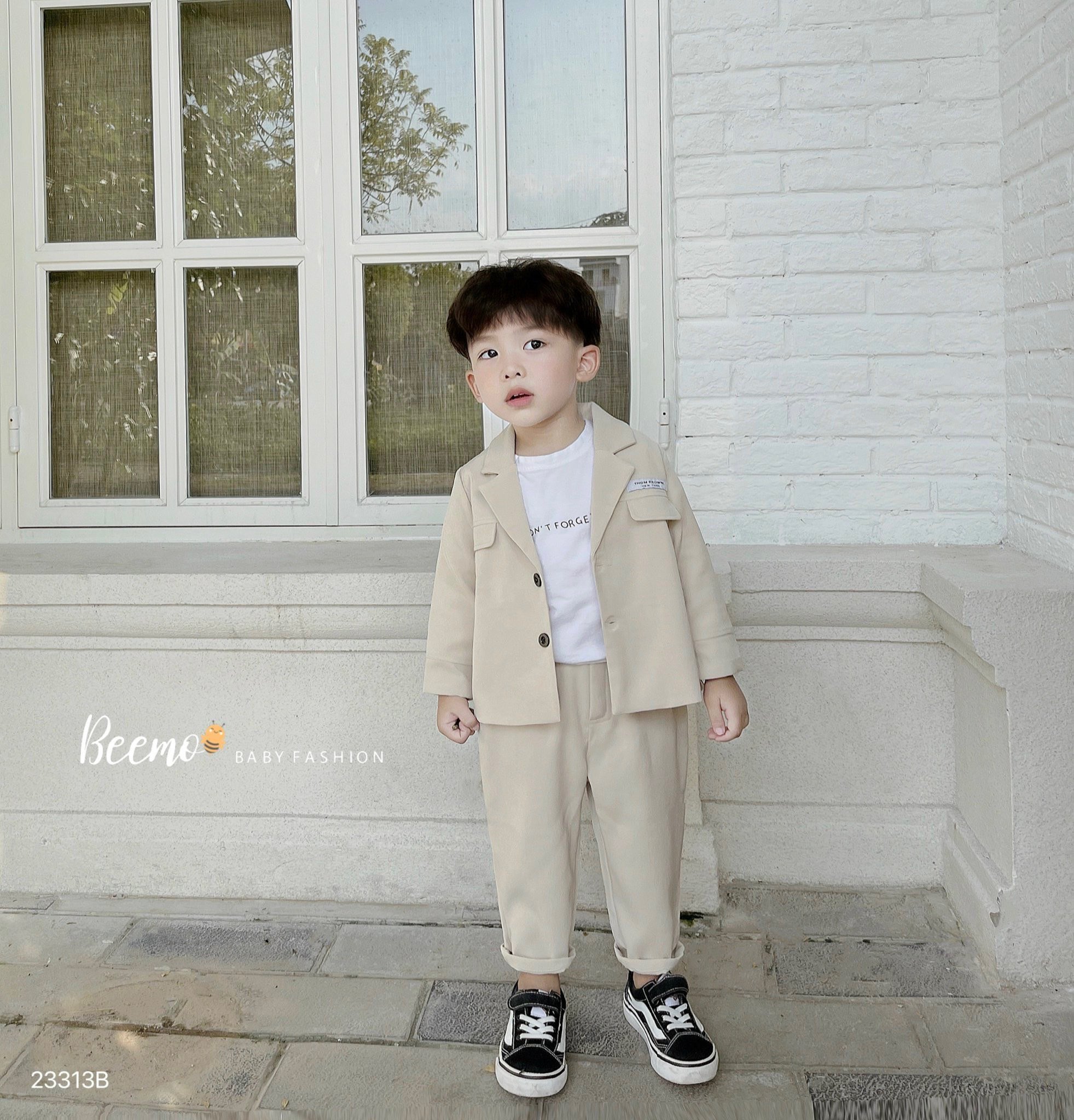 Set vest Beemo công tử 2 khuy phối nắp túi bé trai size 80-130