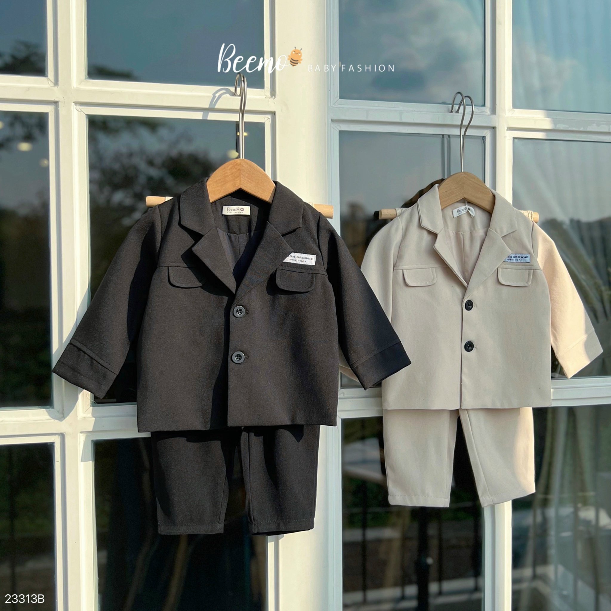 Set vest Beemo công tử 2 khuy phối nắp túi bé trai size 80-130