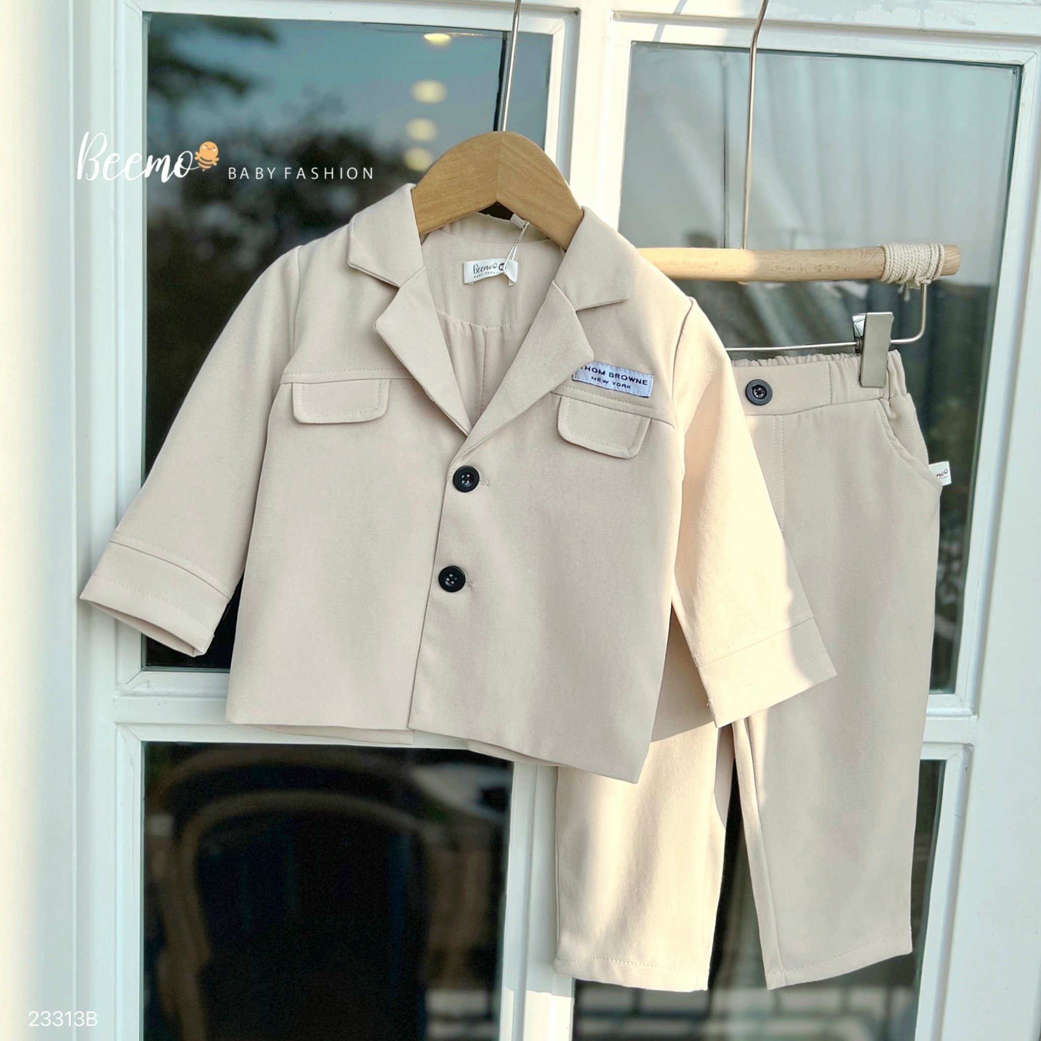 Set vest Beemo công tử 2 khuy phối nắp túi bé trai size 80-130