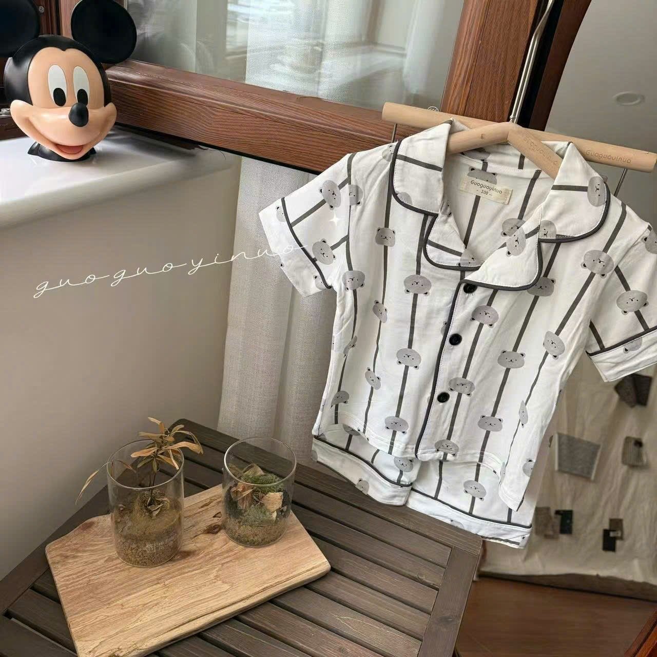 Bộ Pyjama QC vải thun mềm mát nhiều màu cho bé size 130-160