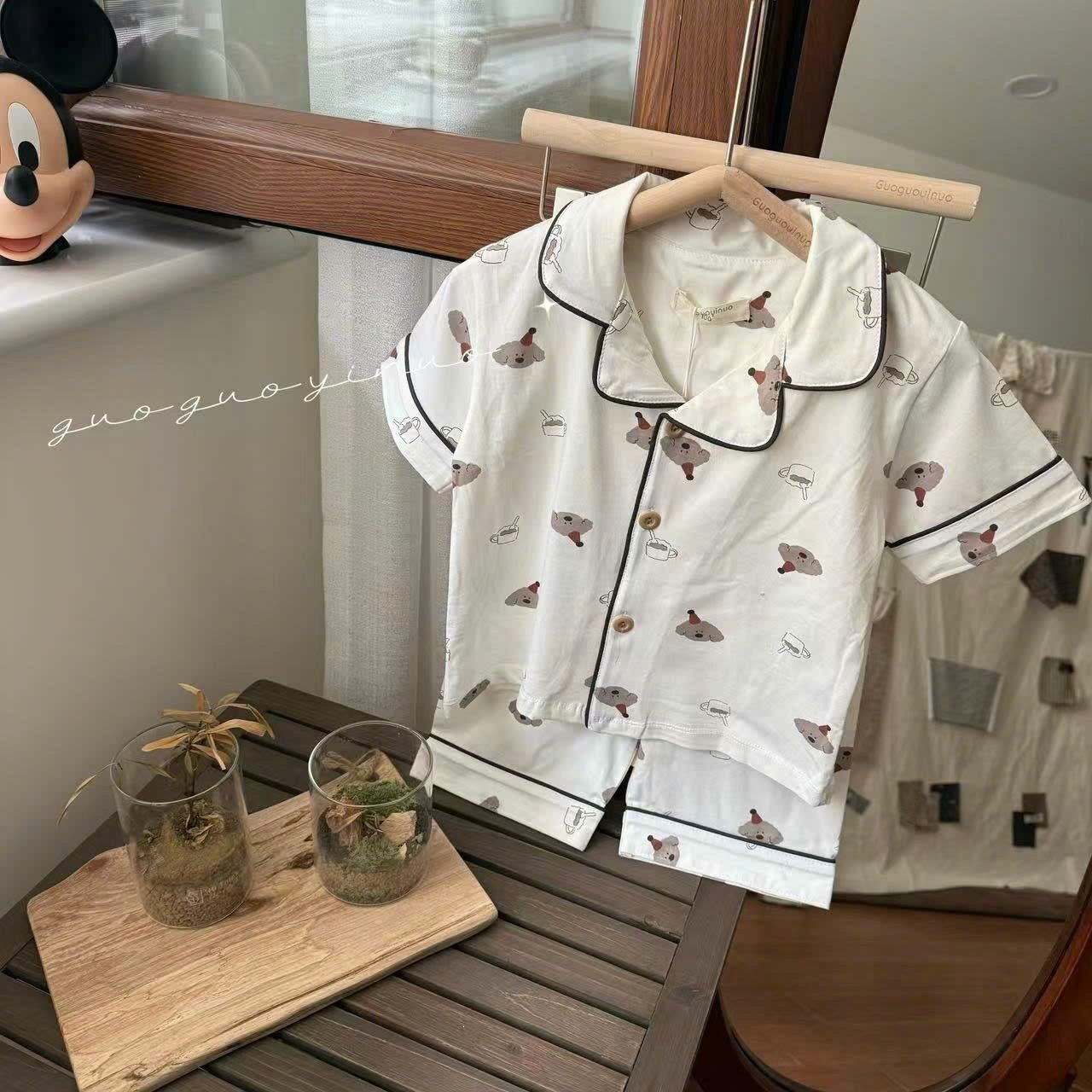 Bộ Pyjama QC vải thun mềm mát nhiều màu cho bé size 130-160