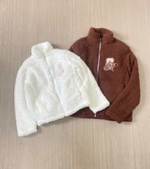 Áo khoác lông cùn GGJJ 2 màu trắng / nâu logo ngực size 6 - 14y