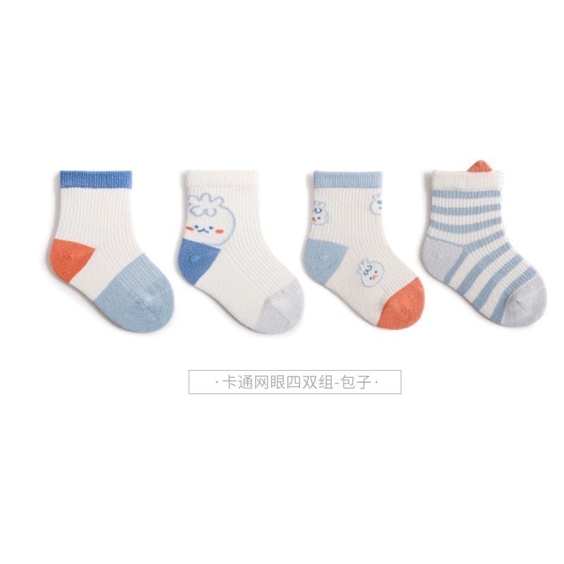 Set 4 tất lưới cao cổ Nemo Baby phối màu mũi gót