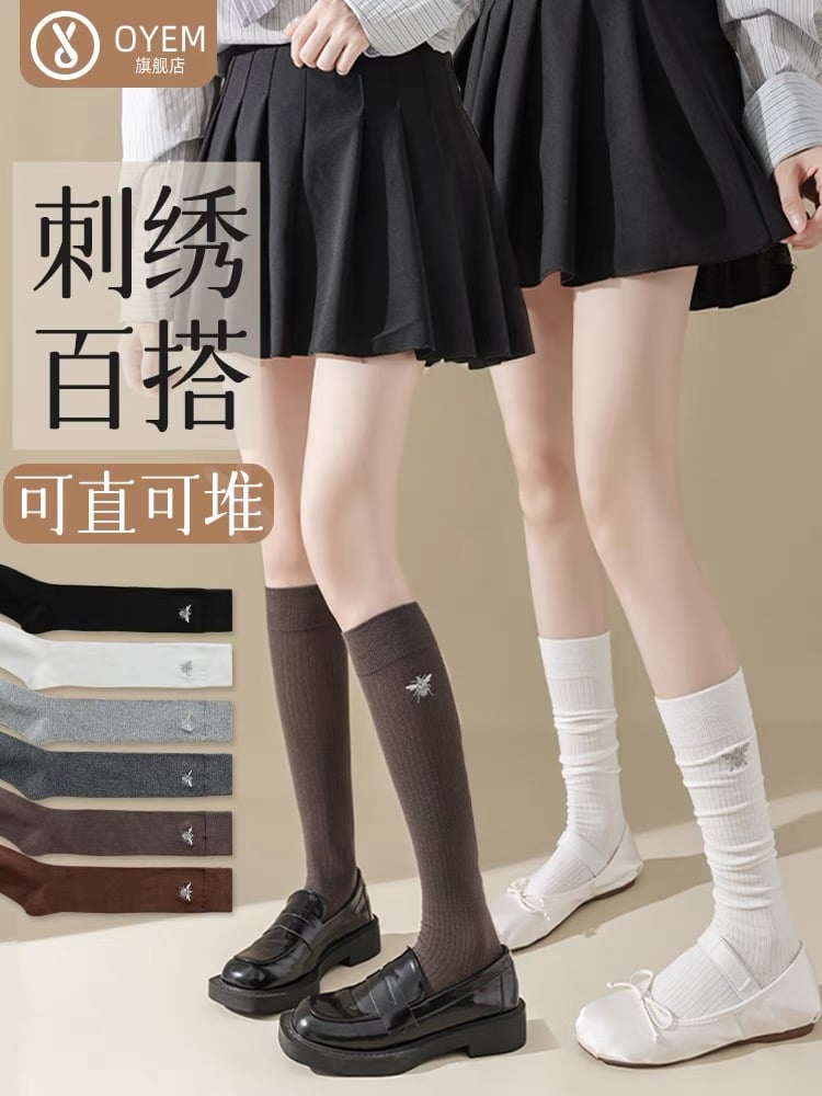 Tất len cao tới gối tuổi Teen thêu ong ( Free size )