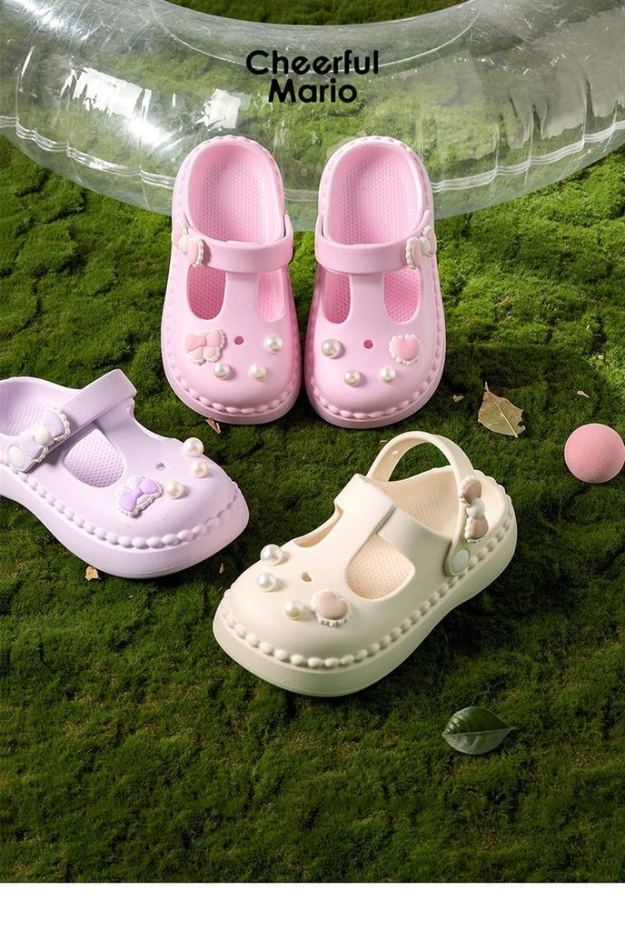 Sục nhựa Mario nơ đính hạt nhiều màu bé gái size 180-230