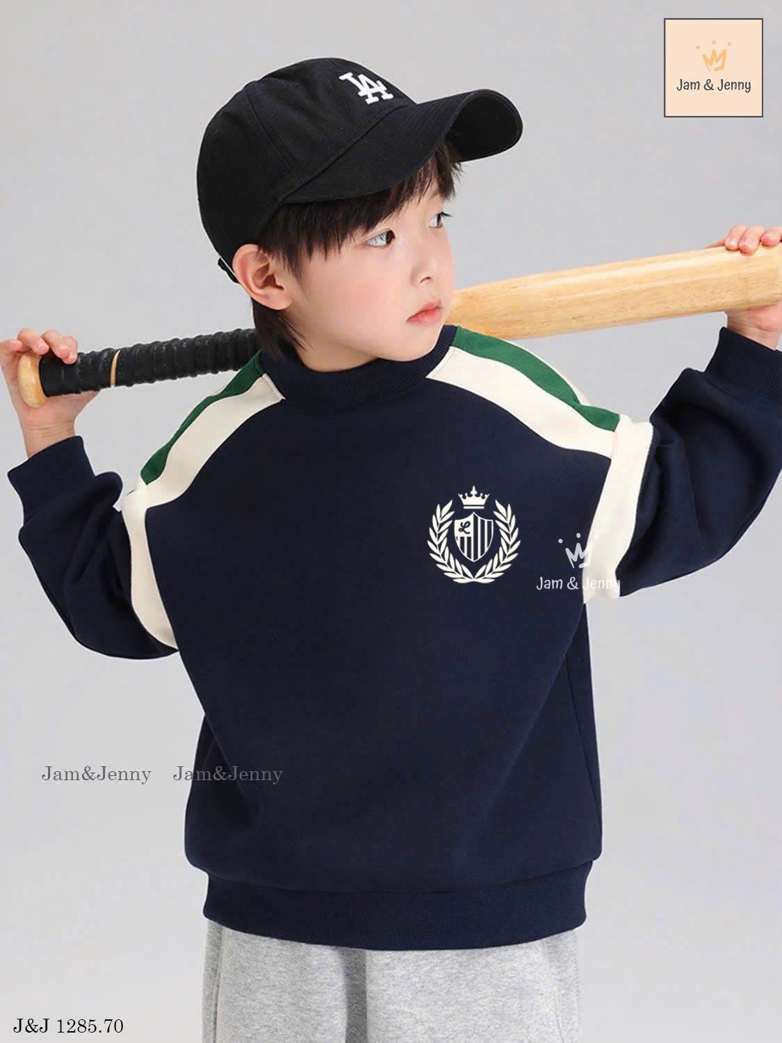 JJ 1285 - Set bộ nỉ Jam & Jenny áo navy New York + quần ghi bé trai size 2-12y